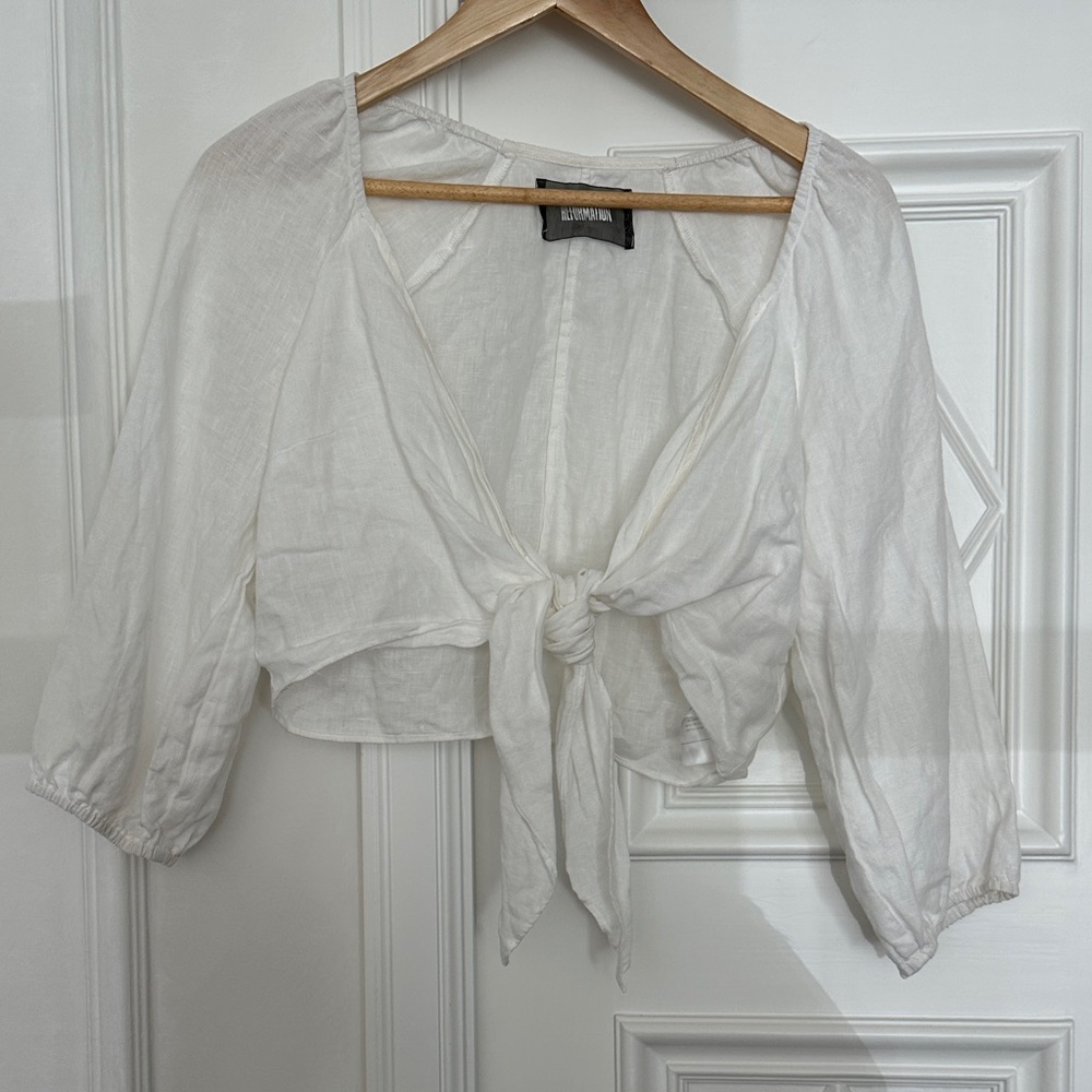 White Tie-Front REFORMATION Blouse